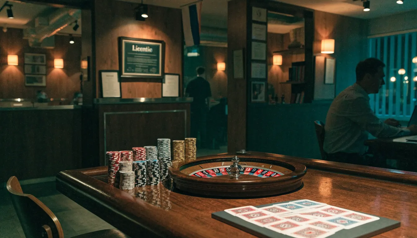 Speeltafel met fiches en roulette in een gelicentieerd Nederlands casino
