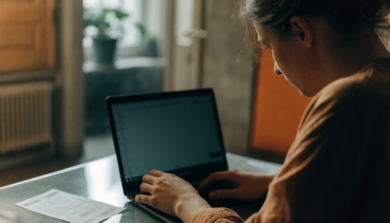 Nederlander aan laptop met betaalvoucher voor online casino