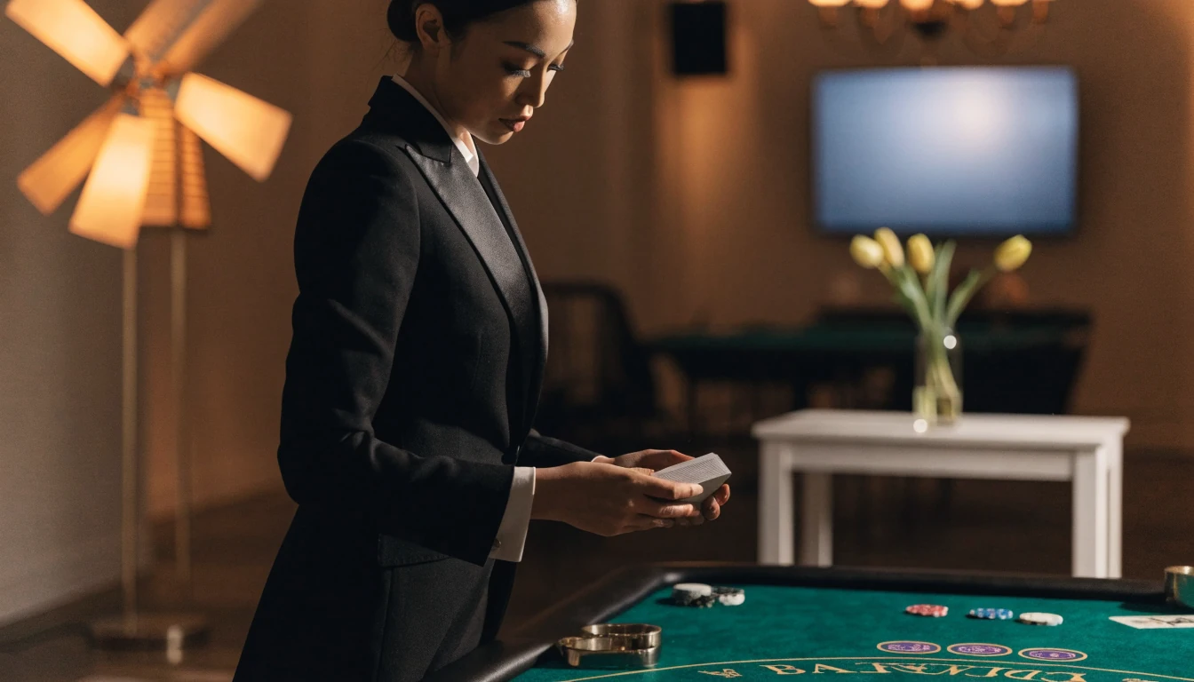 Live dealer aan blackjacktafel in Nederlandse casinostudio